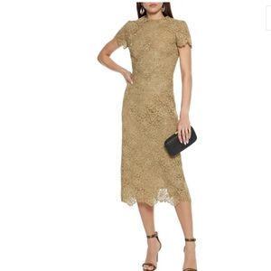 Valentino guipure metallic floral gold dress